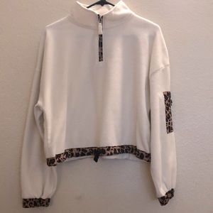 Cute white n cheetah print sweater